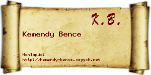 Kemendy Bence névjegykártya